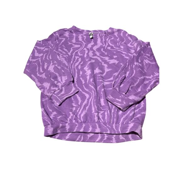 Zelle S 5/6 generous animal print French terry sweatshirt in purple lavender euc - Picture 2 of 8